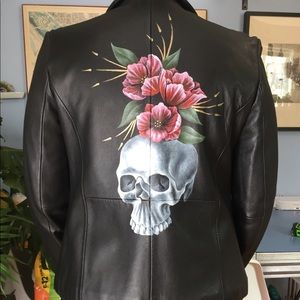 Hand painted Lambskin leather Jacket